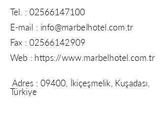 Marbel Hotel iletiim bilgileri